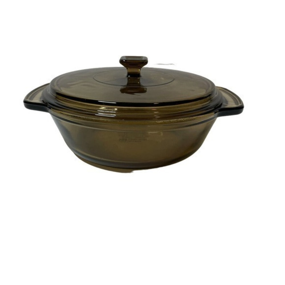 Anchor Hocking 2 Quart Amber Brown Casserole Dish With Lid Glass Baking 9"